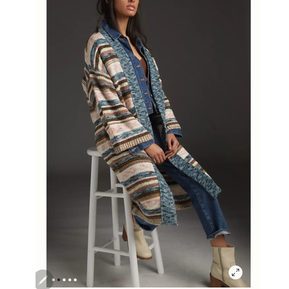 Anthropologie Lizzie Shimmer Knit Duster Kimono - Picture 2 of 11